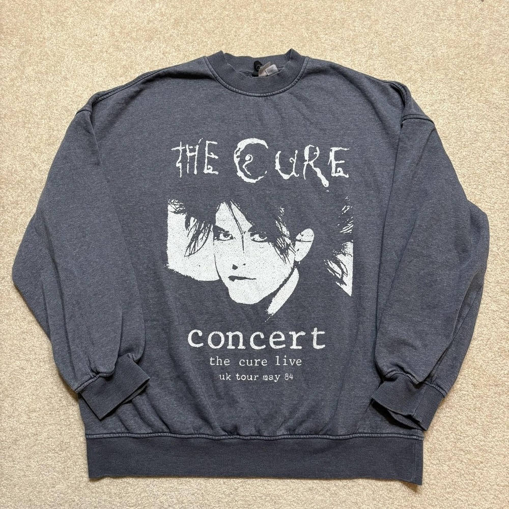 H&M Divided The Cure Band Sweatshirt Small Oversized Robert Smith‎ Concert Retro